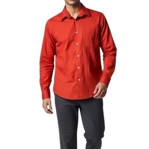 Croft & Barrow Mens Red Long Sleeve Button Down Shirt Small 14.5-15 32/33 Pocket